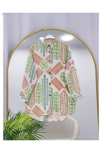 YEDİLALE Linen Mixed Pattern Loose Tunic