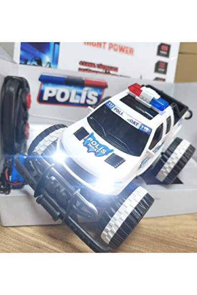 LRS STORE Uzaktan Kumandalı Şarjlı Araba Oyuncak Polis Arabası Farları Işıklı Büyük Boy Jeep