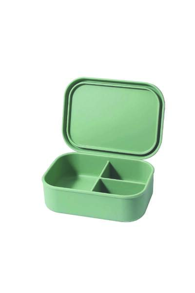 Generic Silicone Lunch Box - 3 Grid, BPA free - green