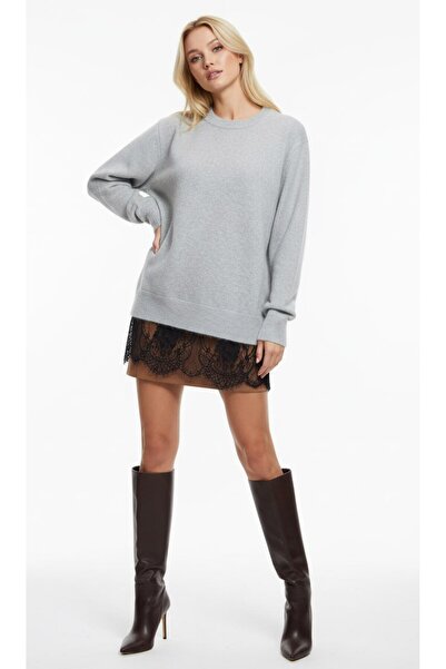 Arbucky Women's Crew Neck Lace Detailed Knitwear Tunic