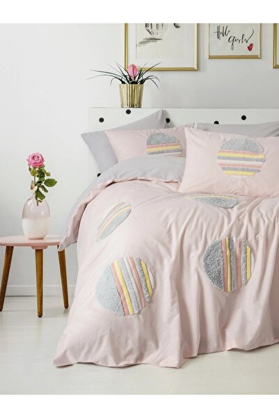 Talis Lenjerie de Pat Dublu Puff Tuft Gri, Bumbac 100%