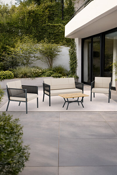 Wood House ARMA BAHÇE TAKIMI (antrasit-krem)