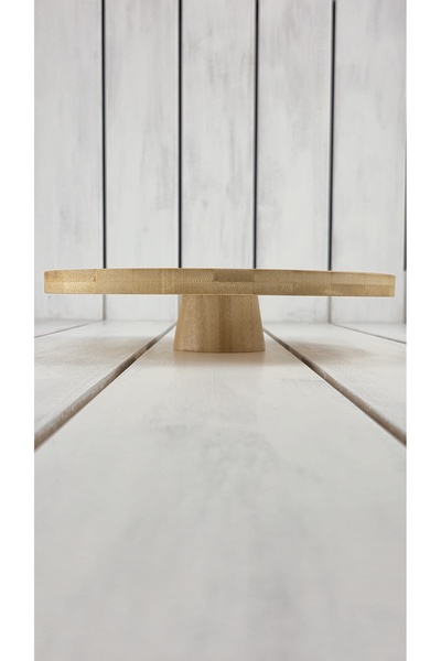 Tezyinat Wood Bamboo Oval Pedestal Presentation Stand, Cake Riser
