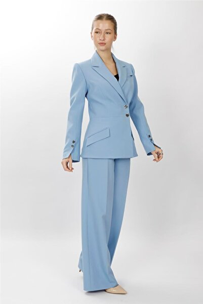 ÖNDER ÖZSOY سترة رجالية عصرية بياقة مزدوجة الصدر وبنطلون نسائي كلاسيكي من نوع...