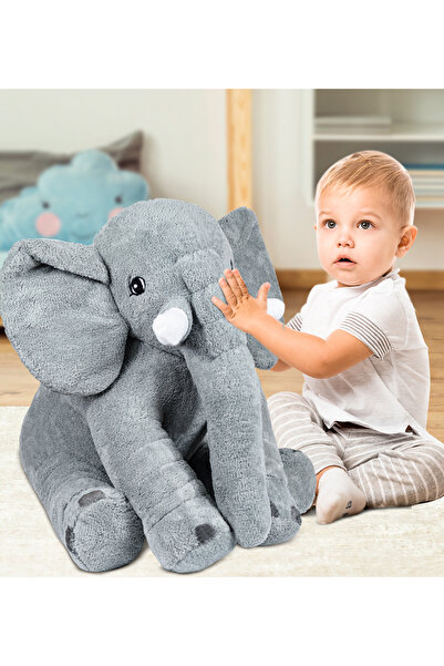 Pababo Uyku Arkadaşım Fil - Büyük Yumuşak Peluş Fil 80 Cm