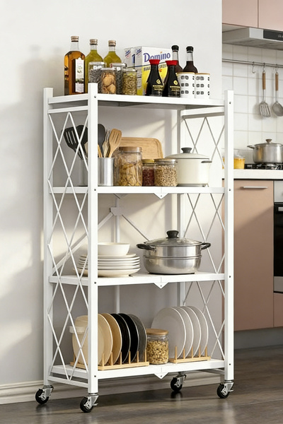 dida-cosmos 4 Tier Storage Shelf, With Wheels, Foldable, Suitable For Kitchen...