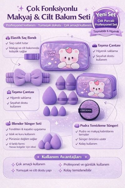 ONNA PROFESSIONAL Çok Fonksiyonlu Makyaj & Cilt Bakım Seti