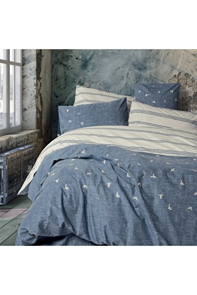Talis Ceria Double Bed Linen Navy Blue 6 pieces, 100% Cotton