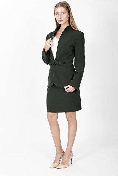 ÖNDER ÖZSOY Classic Jacket with High Collar Model & Mini Slit Short Tight Ski...