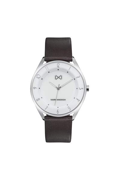 Mark Maddox Men's Watch Venice HC7112-05, silver case, 40mm, white dial, brow...