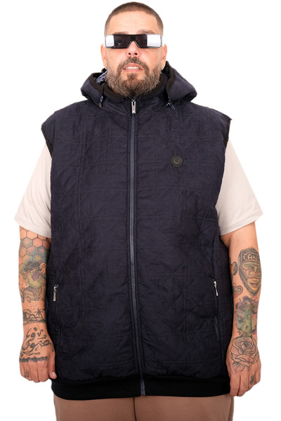 ModeXL Mode XL Large Size Men's Quilted Vest U25718 Navy Blue Antique