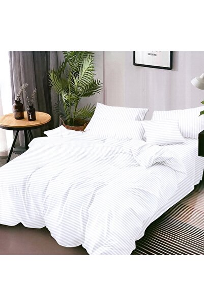 Talis Double Damask Bed Linen with Elastic 180x200 Elden White, Finet