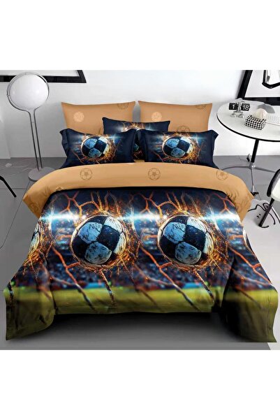 Talis 3D Football V1 Double Bed Linen with 6 Pieces, Finet