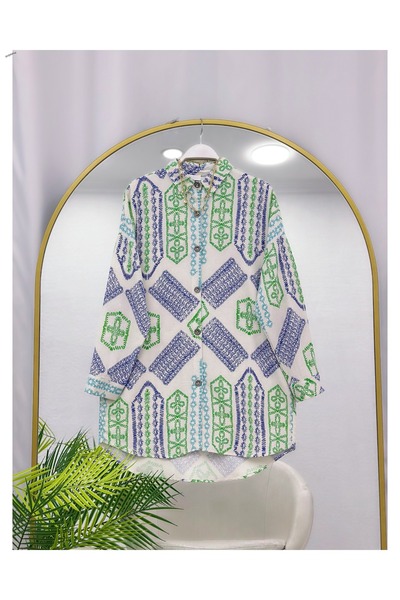 YEDİLALE Linen Mixed Pattern Loose Tunic