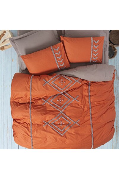 Talis Lenjerie de Pat Dublu Puff Liya Kiremit Bej, Bumbac 100%