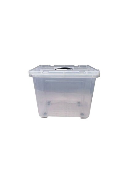 Milano صندوق تخزين بلاستيكي شفاف سعة 28 لترًا مزود بعجلات، منظم منزلي متين من...