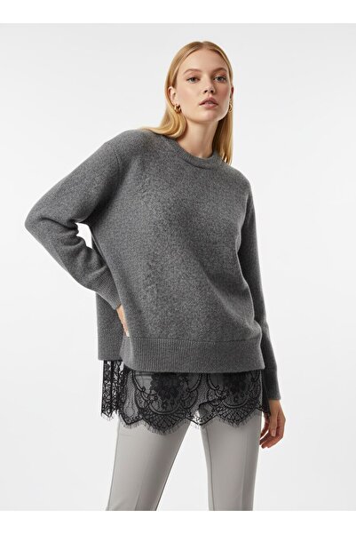 Arbucky Women's Crew Neck Lace Detailed Knitwear Tunic