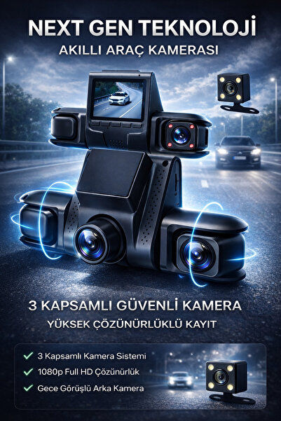 TARÇIN 4 Kanallı 360° Araç Kamerası, Gece Görüşlü G-Sensör, Park Modu, Döngüs...