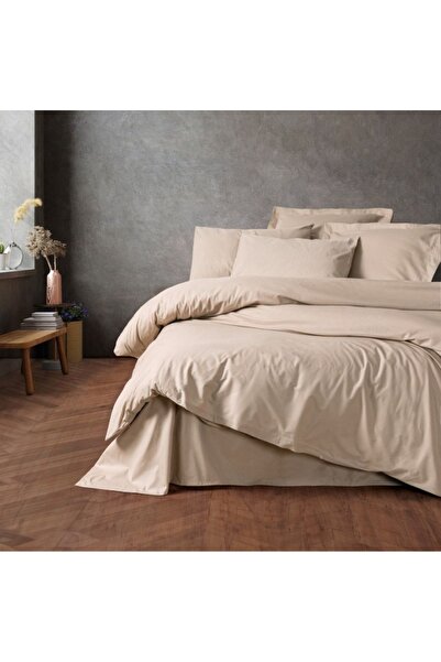 Talis Lenjerie de Pat Dublu Plain Bej, Bumbac 100%