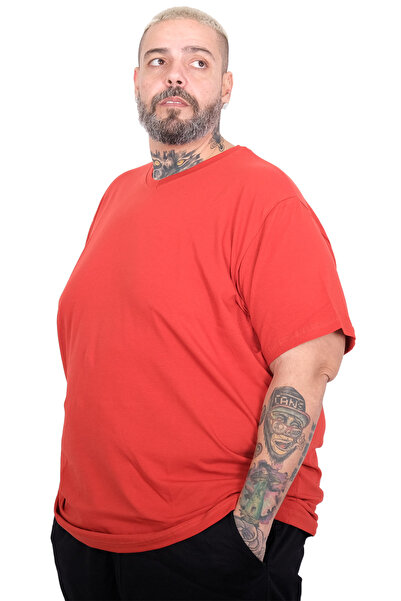 ModeXL Big Size Men's T-Shirt Lycra V-Neck 20150 Mercan