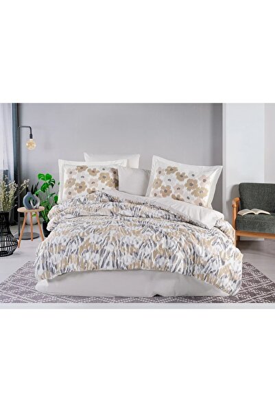 Talis Penny Stone Double Bed Linen, 100% Cotton Poplin