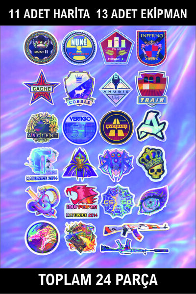 Baskı Babası CS GO Counter Strike Hologramlı Harita ve Ekipman Hobi Sticker E...