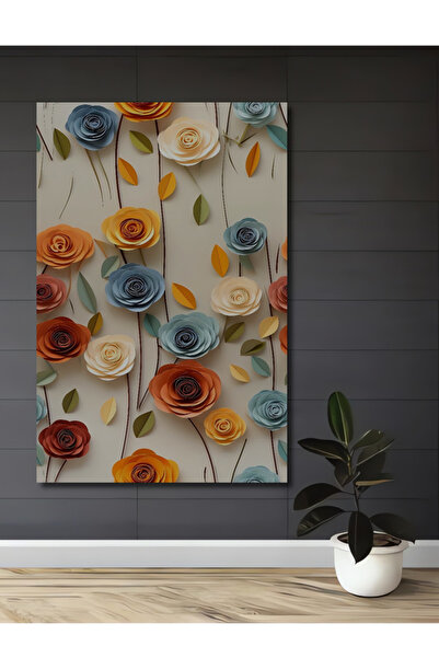 Teona Ahşap Kağıt Rölyef Çiçek Sanat Ahşap Dekoratif Tablo Ev,Ofis,Salon,Antr...