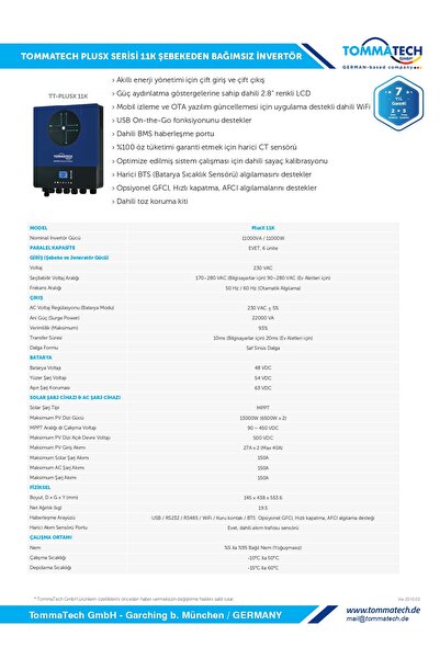 Tommatech 11 KW 48V PlusX Mppt Akıllı İnverter