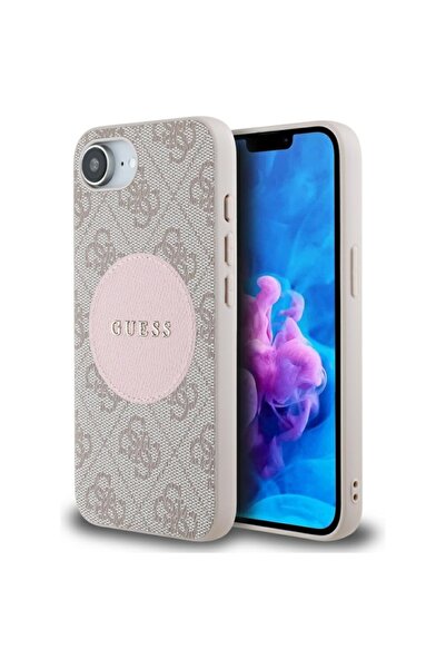 Guess Case for iPhone 16e, 4G Circle Classic Logo MagSafe, Pink