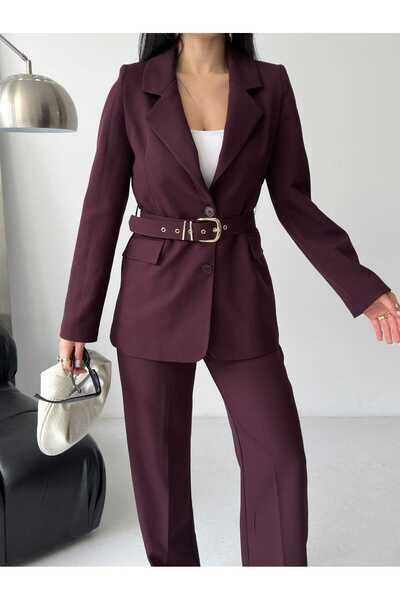 Moda İkra Tie-Up Blazer Jacket Wide Leg Trousers Set