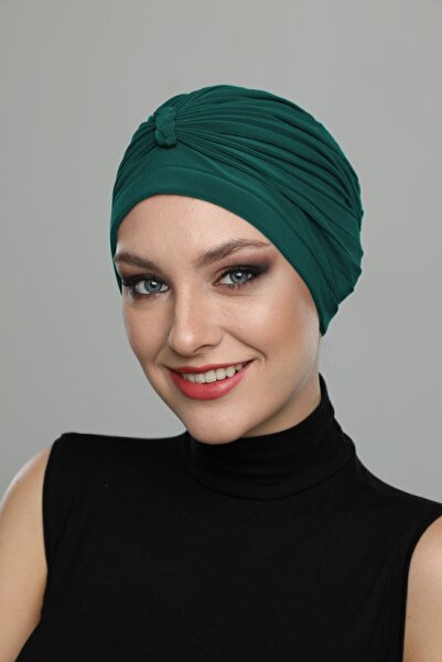 elysianfidan Turban verde împletit, gata de purtare, pentru hijab, șapcă pent...