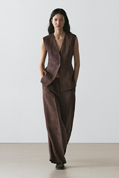 Massimo Dutti Keten klasik yelek