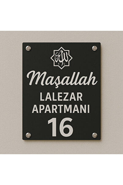 Outdoor One Kişiye Özel Maşallah Kapı İsimliği | Yazılı Pleksi Apartman & Sit...