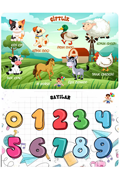 Minçu Toys Ahşap Türkçe-İngilizce 2'li Set,Öğretici Yapboz, Zeka Geliştirici ...