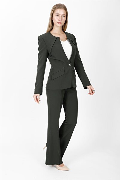 ÖNDER ÖZSOY Zero Collar Single Button Sport Coat & Pocketed Spanish-Cuff Trou...