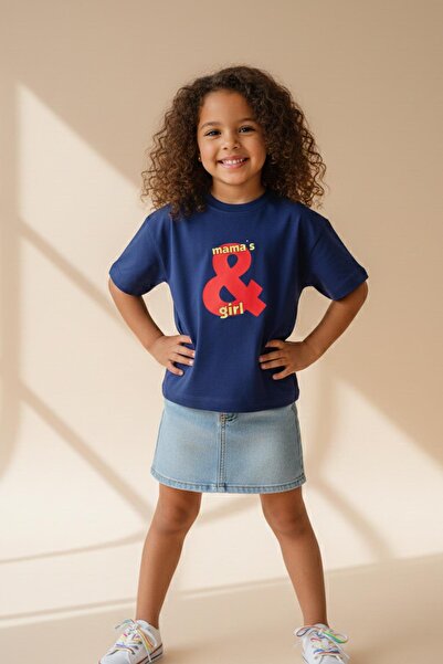 Monila Kız Çocuk Pamuklu Bisiklet Yaka Baskılı T-Shirt