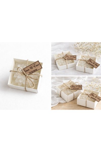 seaglow 20 Adet Süslemeli Lotus Mum, Nikah Şekeri, Doğum, Sünnet, Düğün Nişan...