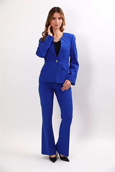 ÖNDER ÖZSOY Zero Collar Single Button Sport Coat & Pocketed Spanish-Cuff Trou...