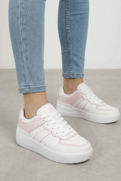 lumberjack Kadın Beyaz Spor Ayakkabı - Pembe Detaylı Günlük Sneaker