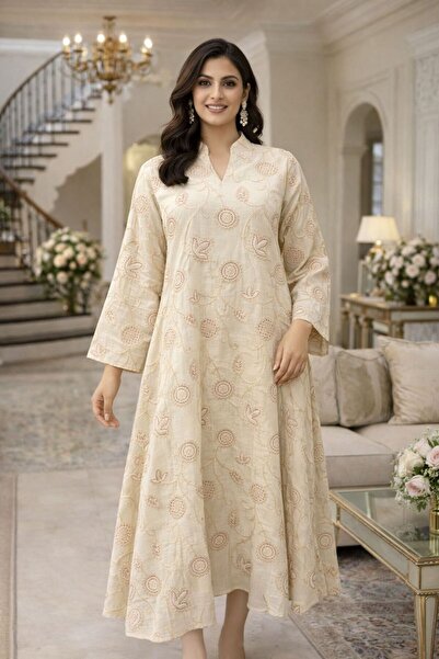 ELLA Kuwaiti linen jalabiya with embroidery