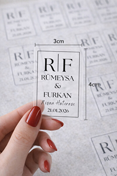 FİORE HEDİYELİK Şeffaf Etiket (3×4 cm 49 Adet) Kişiye Özel | Nişan Söz Düğün ...