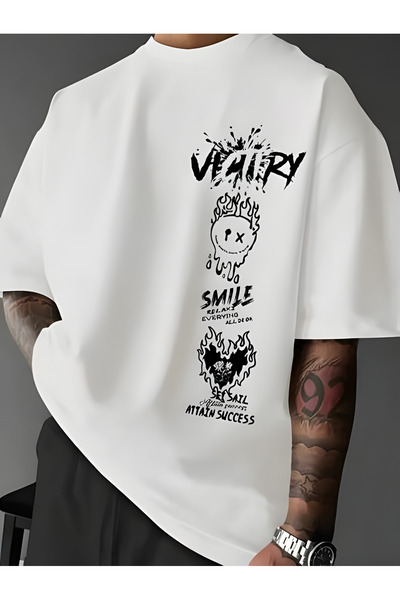 EFFRENATU Unisex Yazı Baskılı T-Shirt – Yuvarlak Yaka, Kısa Kollu, Günlük