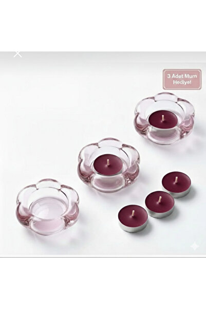 IKEA Mumluk 3 lü ve 3 Mum Hediyeli 3 cm EVOLANA DESING
