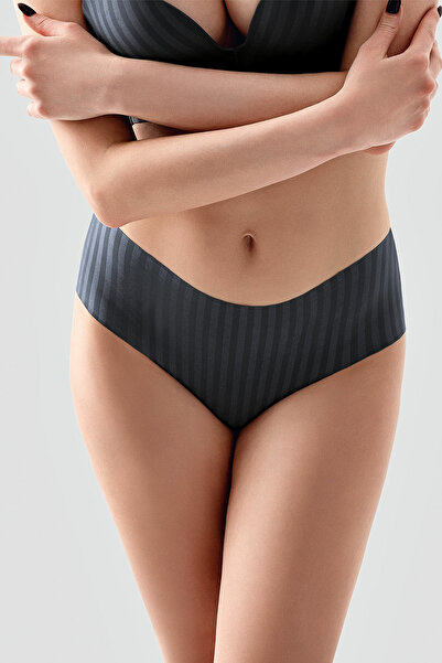 Kompedan Women's Seamless Stripe Effect Bato Panties |   Anthracite 9212