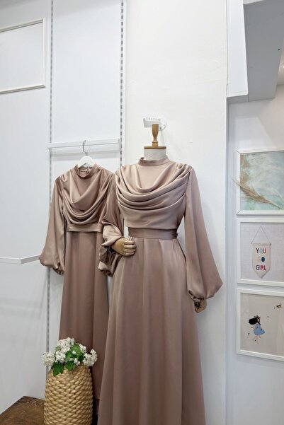 Faya Boutique Gold Kahve Drapeli Amaris Abiye