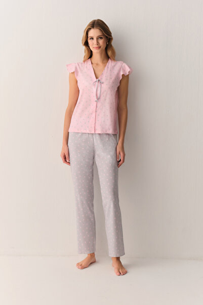 SUWEN Lovina Pamuklu Askılı Gömlek Yaka Pijama Takımı