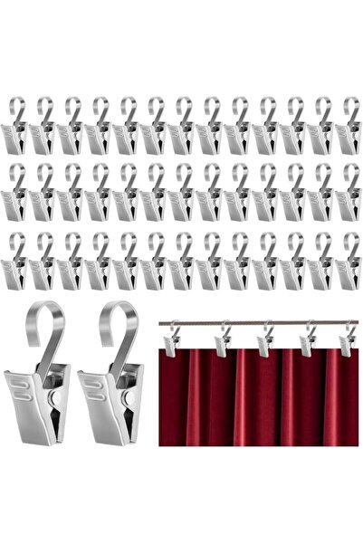 DTYGUIXE Pack of 60 Curtain Clips, Curtain Hooks, Metal Curtain Clips, 430 St...