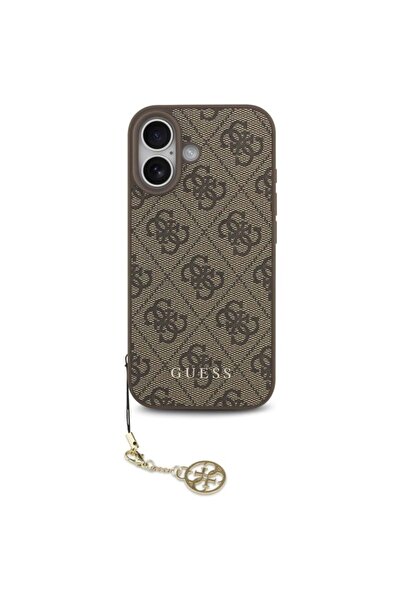 Guess Case for iPhone 17, Hardcase 4G Charm Cradle MagSafe, Brown