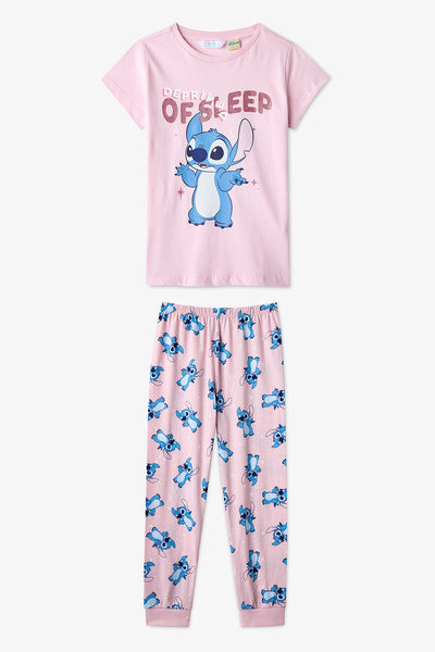 Penti Set de pijamale roz pentru fete Lic Stitch Fam