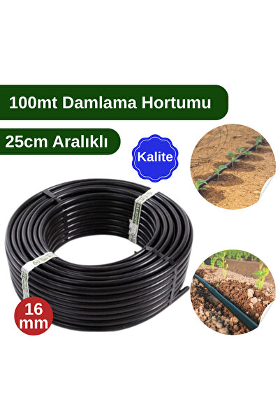 Topraksız Market 16mm Delikli Damla Sulama Borusu 100m 25cm Aralıklı (KALİTELİ)